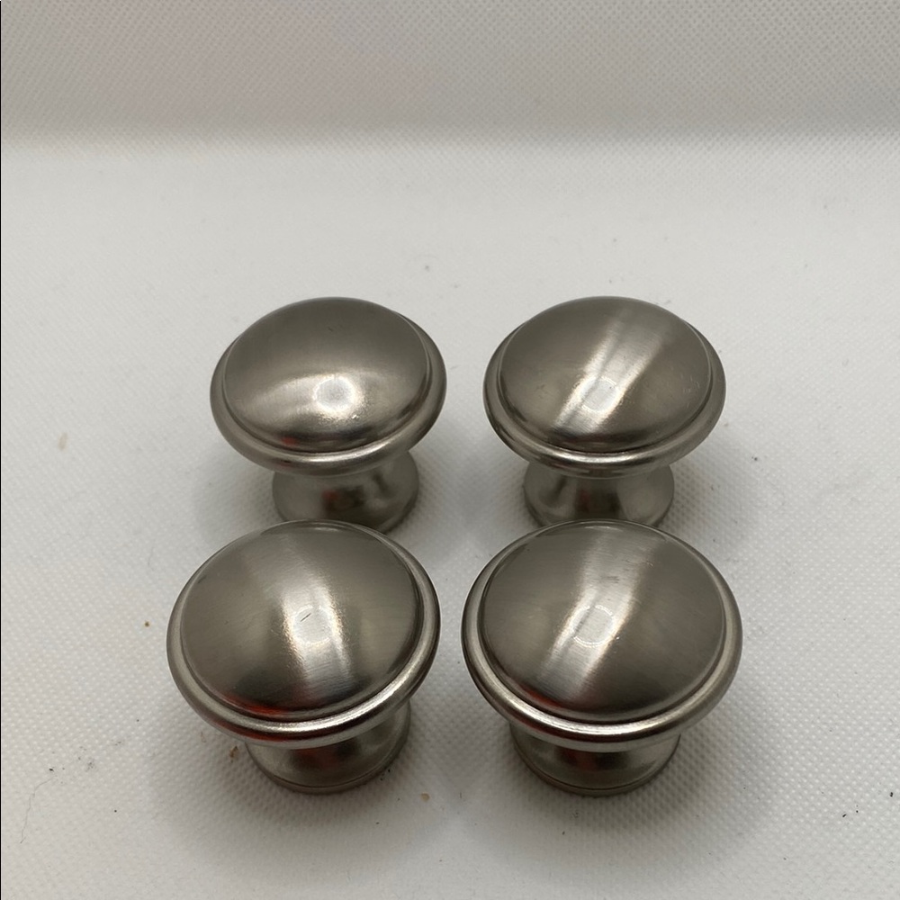 Set of Four Large Silver Metal Cabinet Knobs